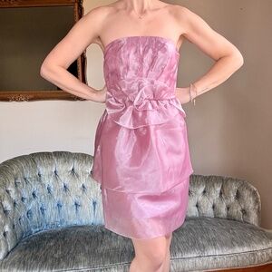 Pink Iridescent Tulle Dress Feminine Strapless Cocktail Dress The Limited 2 NWT